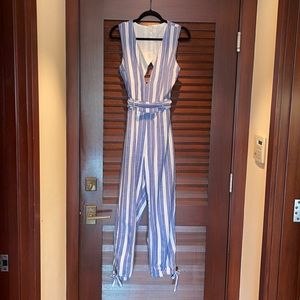 Tularosa Striped Jumpsuit with Cutout Back (M)